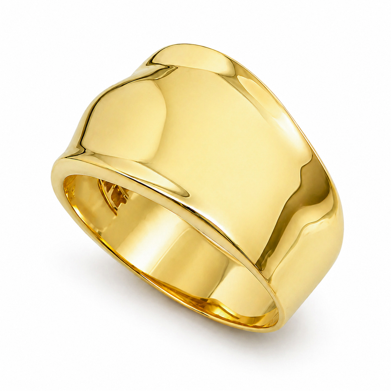 Solid 14K Yellow Gold Cigar Ring, Gold Dome Ring 13mm Sizes 5 - 12