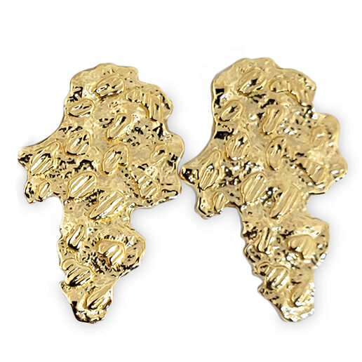 Solid 18K Yellow Gold Mens Nugget Earrings, All Sizes (Small, Medium, Large)