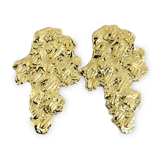 Solid 14K Yellow Gold Mens Nugget Earrings, All Sizes (Small, Medium, Large)