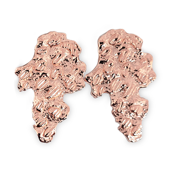 Solid 10K Rose Gold Mens Nugget Earrings, All Sizes (Small, Medium, Large)