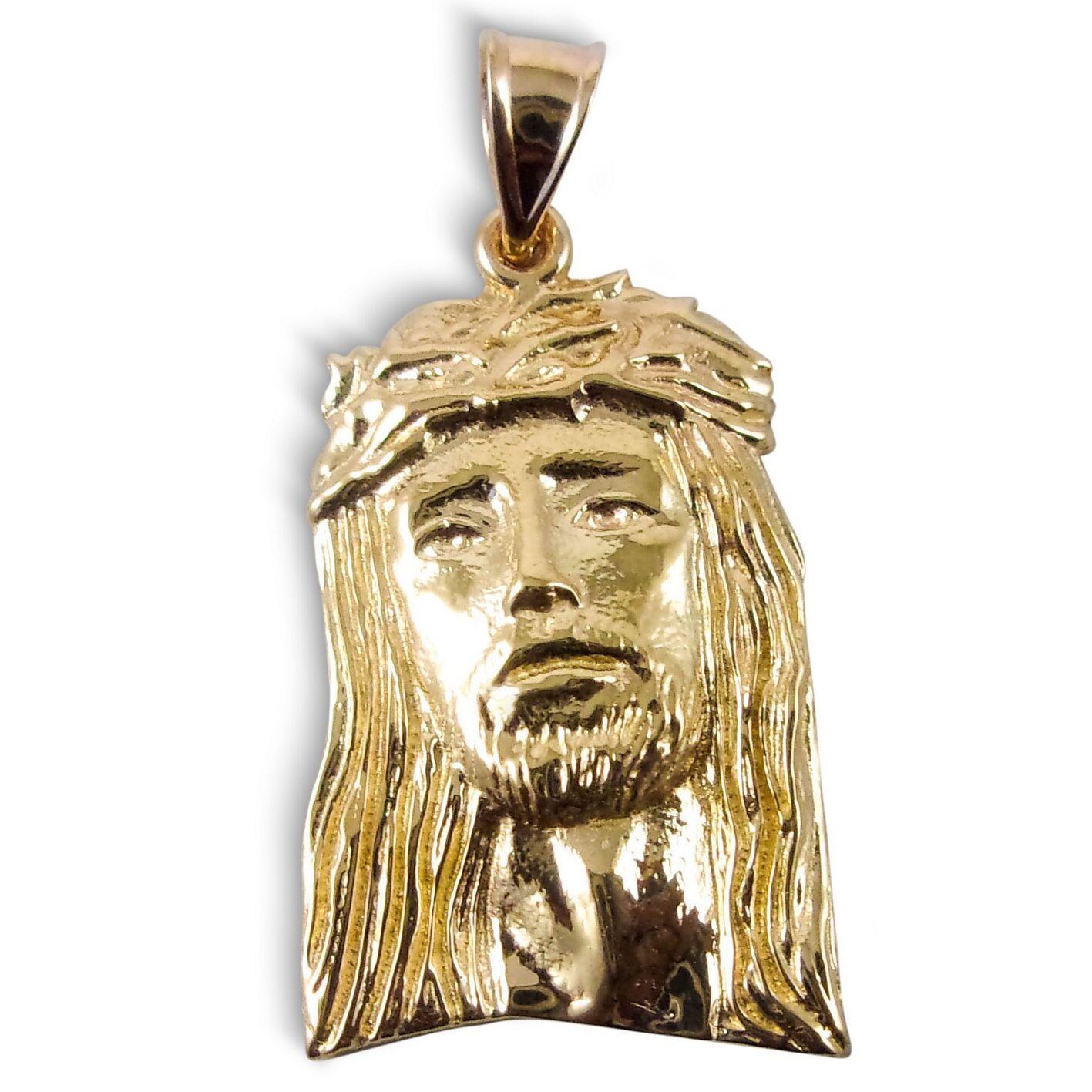 Solid 10K Yellow Gold Jesus Piece Gold Jesus Pendant 1"