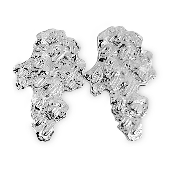 Solid 10K White Gold Mens Nugget Earrings, All Sizes (Small, Medium, Large)