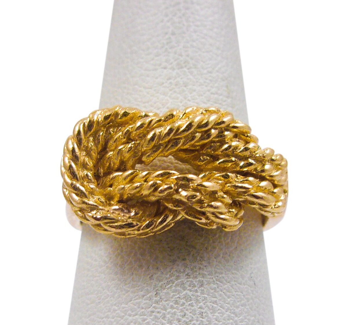 Solid 18K Women's Yellow Gold Ring Love Knot Ring Rope 11mm, Sizes 5 - 12