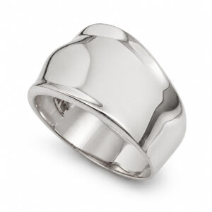 Solid 10K White Gold Cigar Ring, Gold Dome Ring 13mm Sizes 5 - 12