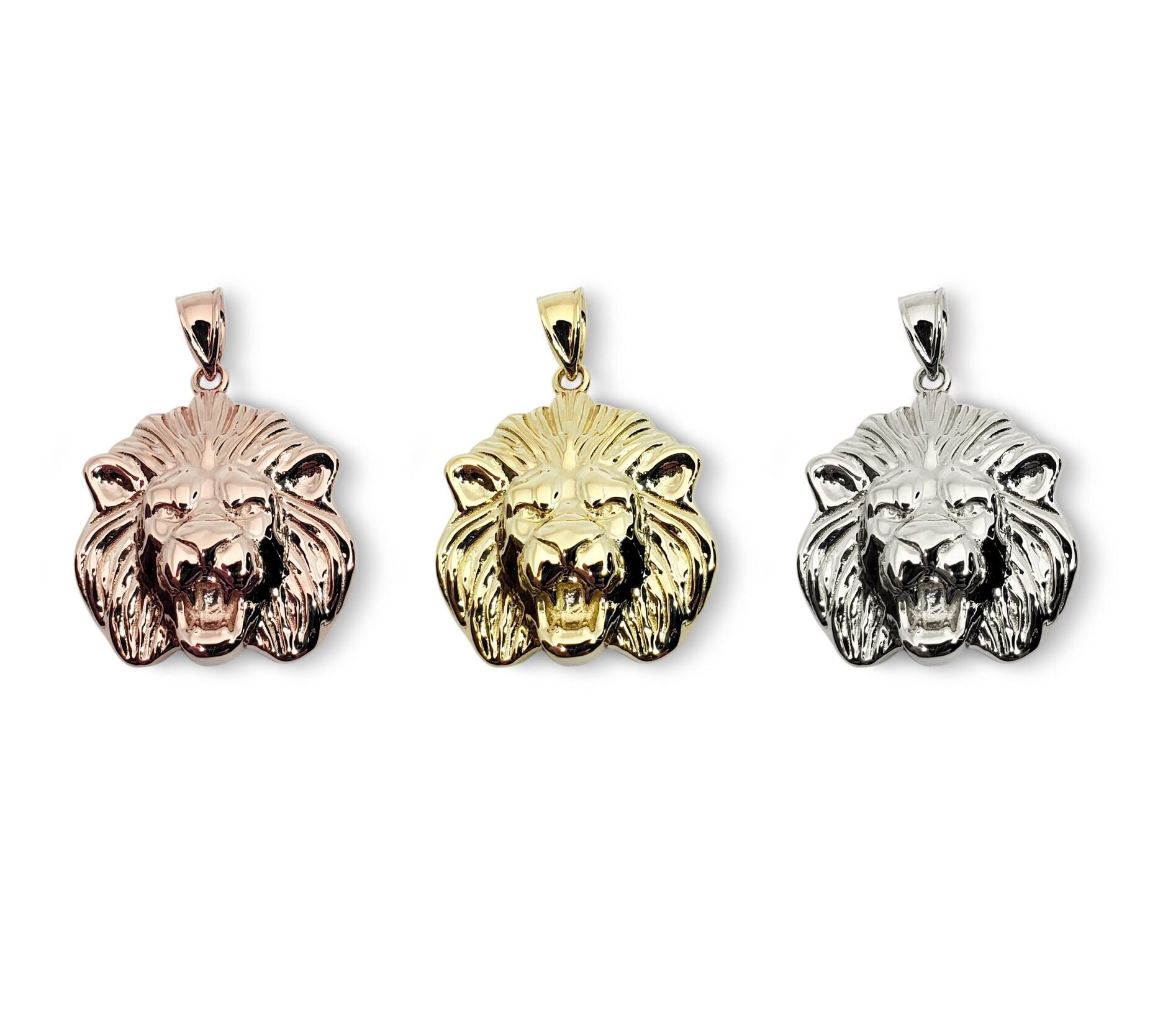 Solid 14K Yellow White or Rose Gold Mens Lion Pendant Charm, 19mm, 3.4 grams