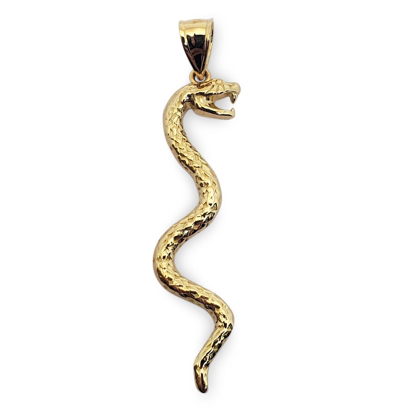 Solid 18K Yellow Gold Snake Jewelry Gold Snake Pendant Charm, 1.5 grams, 1 1/2" long