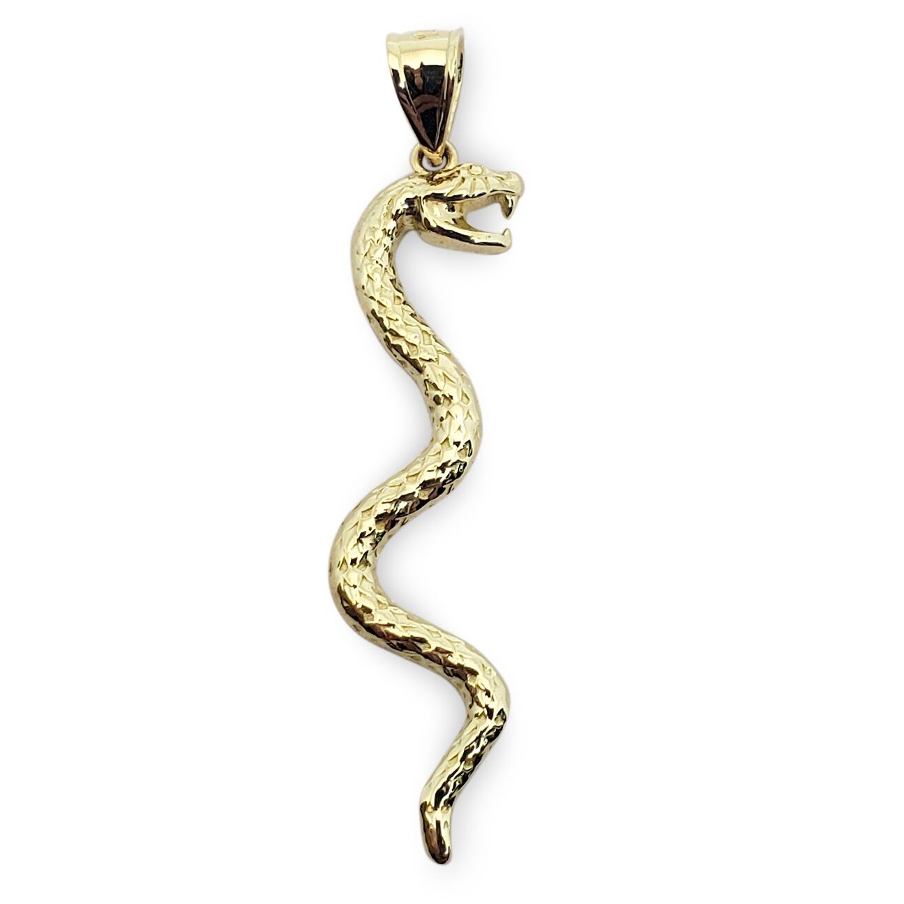 Solid 14K Yellow Gold Snake Pendant Charm, 1.3 grams, 1 1/2" long