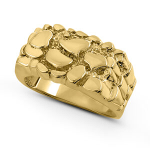 Solid 14K Yellow Gold Classic 11mm Mens Nugget Ring, Size 5 - 15