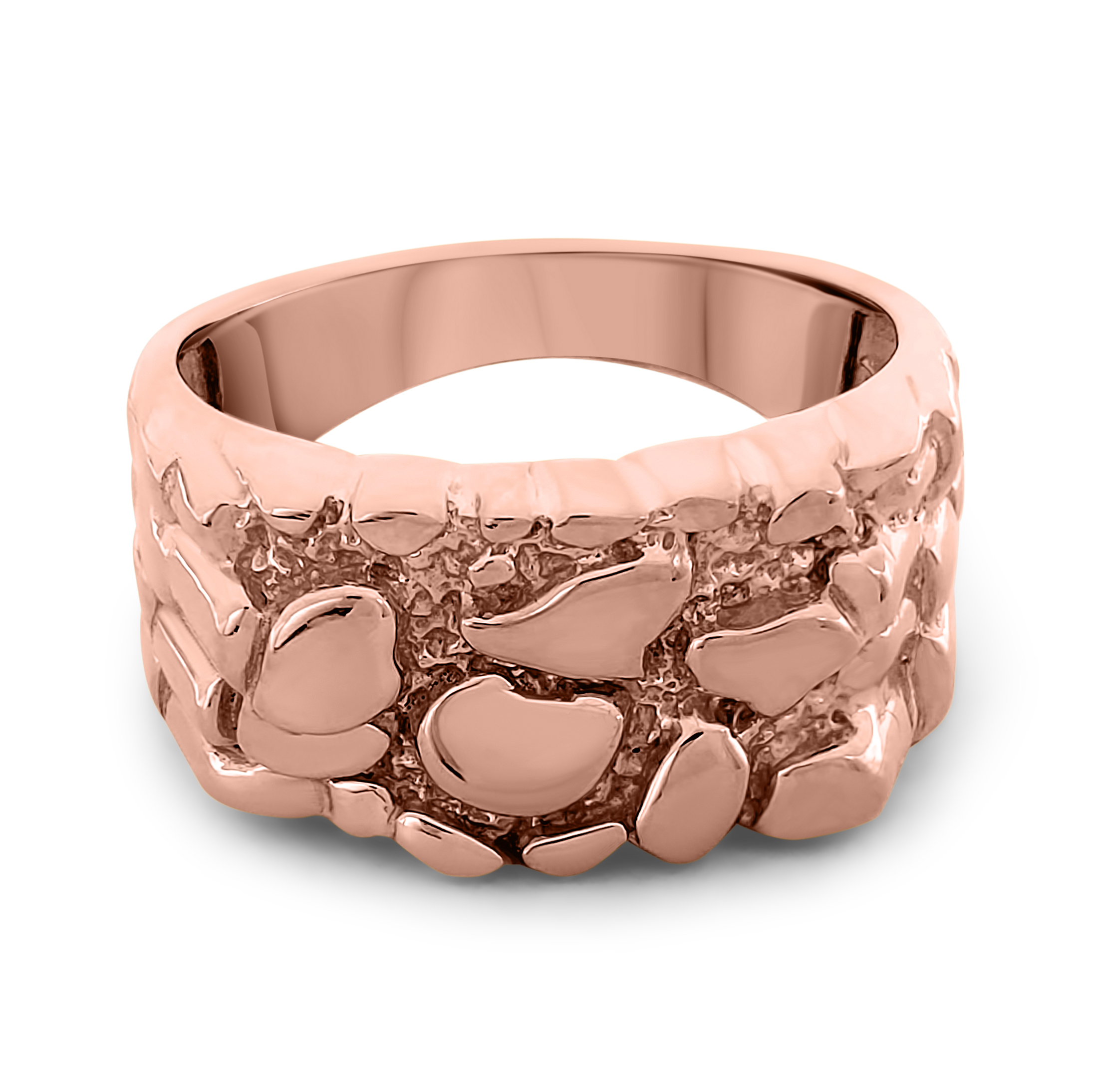 Solid 14K Rose Gold Nugget Ring Gold Nugget Jewelry, Size 5 - 15