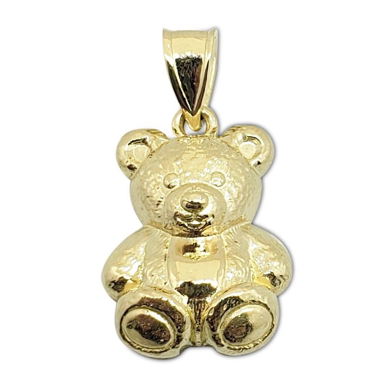Solid 14K Yellow Gold Teddy Bear Pendant Charm, 3.0 grams, Small