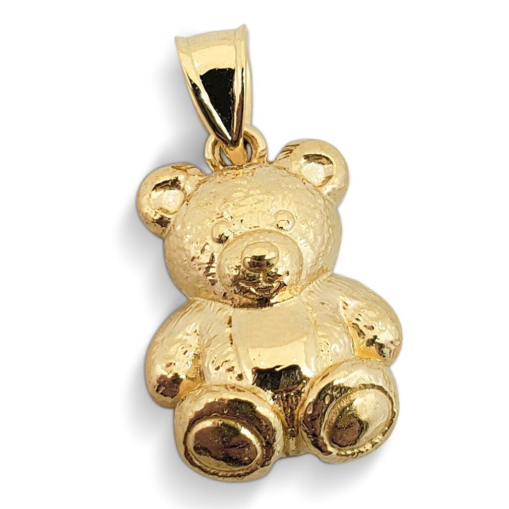 Solid 18K Yellow Gold Teddy Bear Pendant Charm, 3.5 grams, Small