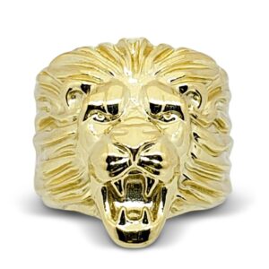 Solid 14K Yellow Gold Mens Lion Ring XXL Heavy Size 5 - 15