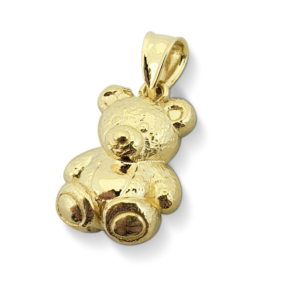 Solid 10K Yellow Gold Teddy Bear Pendant Charm, 2.7 grams, Small