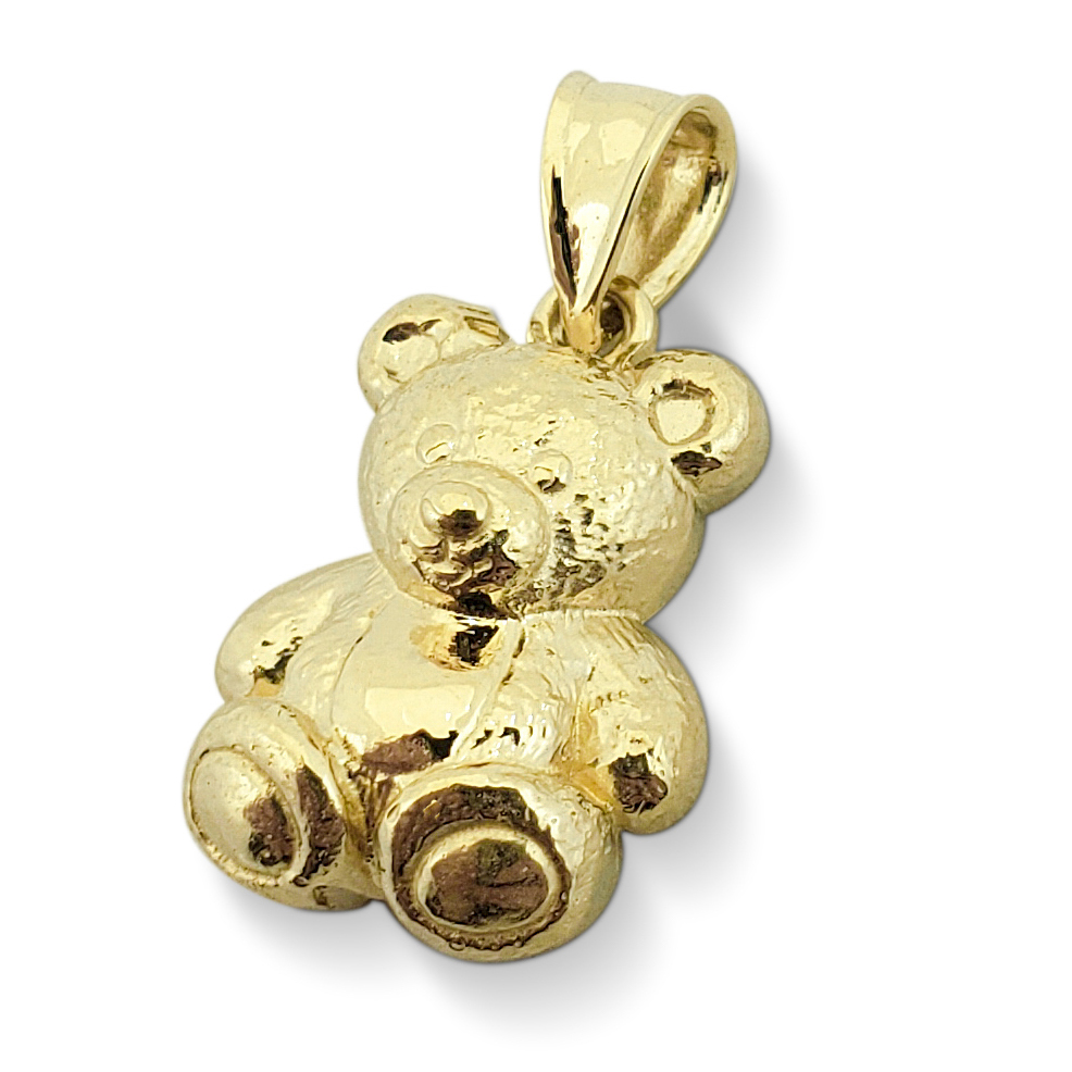 Solid 14K Yellow Gold Teddy Bear Pendant Charm, 3.0 grams, Small