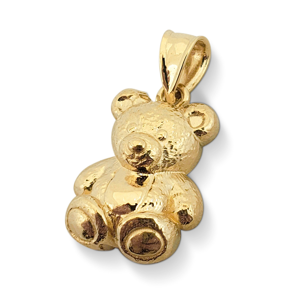 Solid 18K Yellow Gold Teddy Bear Pendant Charm, 3.5 grams, Small