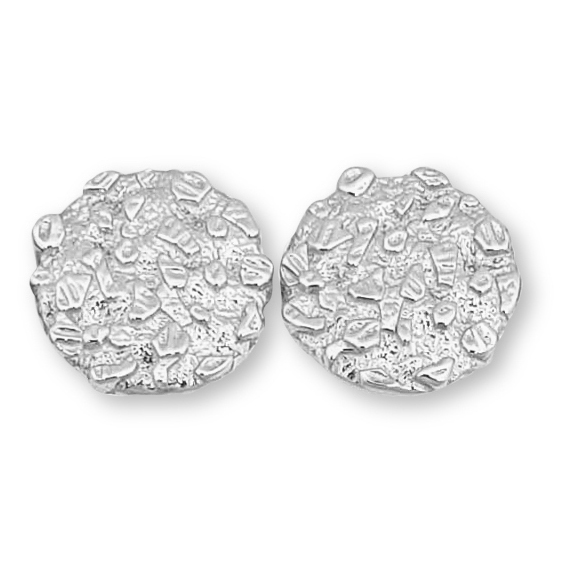Solid 14K White Gold Round Nugget Earrings, All Sizes (Small, Medium, Large)