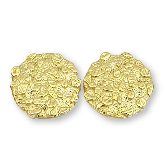 Solid 14K Yellow Gold Round Nugget Earrings, All Sizes (Small, Medium, Large)
