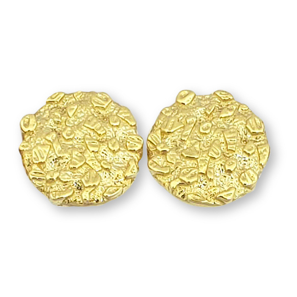 Solid 18K Yellow Gold Round Nugget Earrings, All Sizes (Small, Medium, Large)