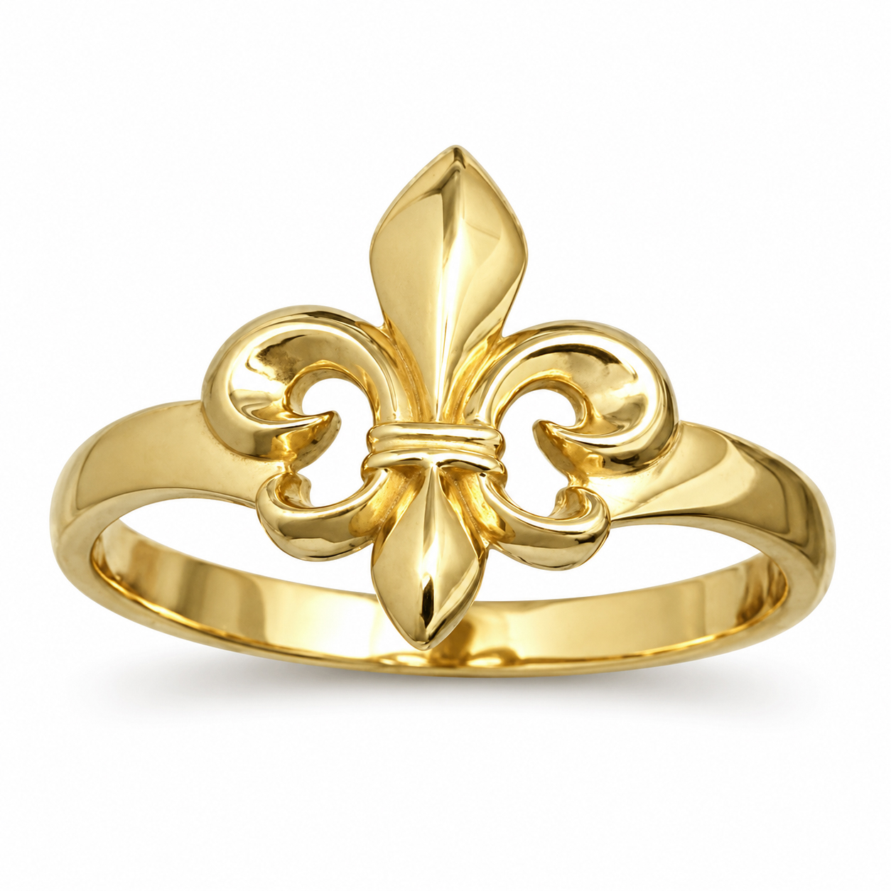 Solid 14K Yellow Gold Fleur de Lis Ring, Sizes 3 - 12, French Lily Ring