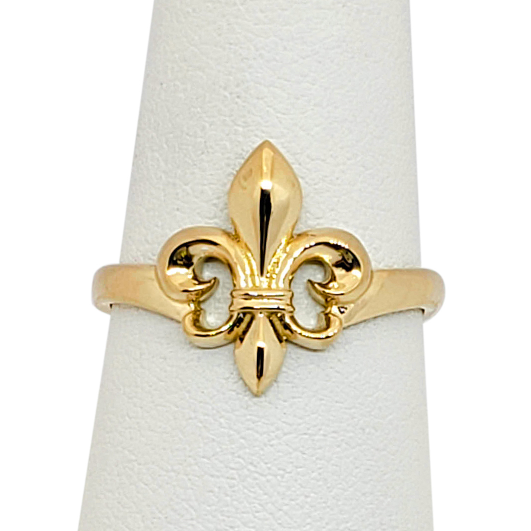 Solid 18K Yellow Gold Fleur de Lis Ring, Sizes 3 - 12, Fleur-de-Lis