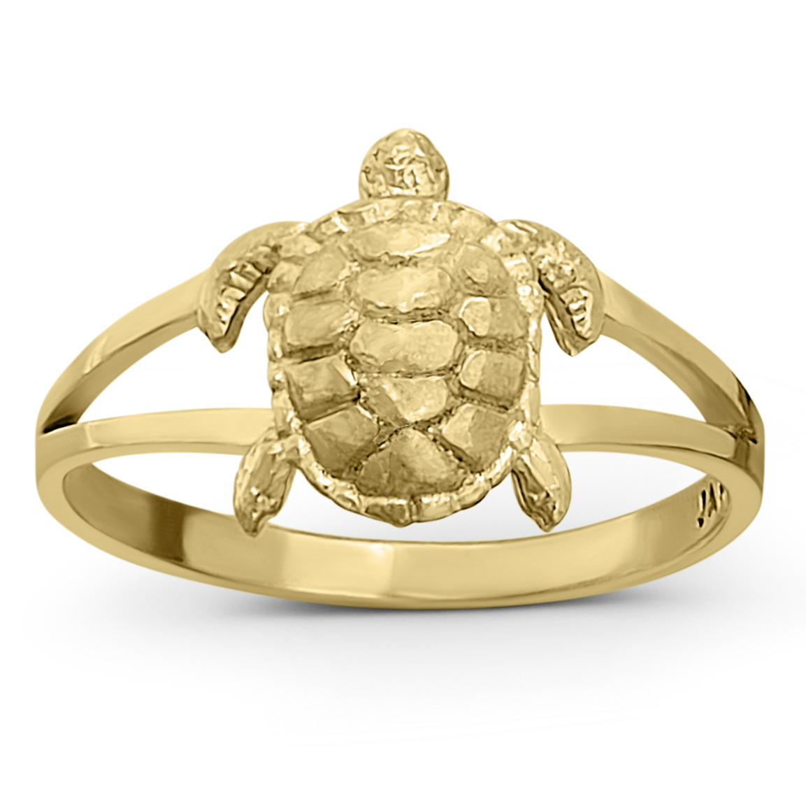 Solid 10K Women's Yellow Gold Ring Gold Turtle Ring, Sizes 3 - 12