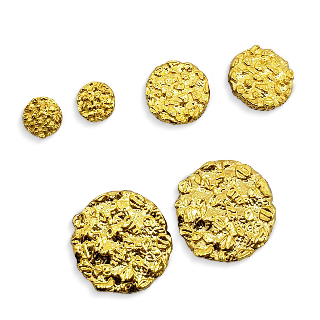 Solid 24K Yellow Gold Round Nugget Earrings, All Sizes (Small, Medium, Large)