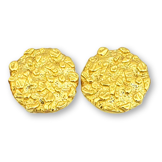 Solid 24K Yellow Gold Round Nugget Earrings, All Sizes (Small, Medium, Large)