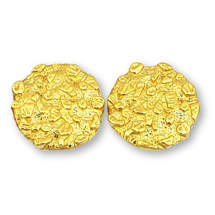 Solid 24K Yellow Gold Round Nugget Earrings, All Sizes (Small, Medium, Large)