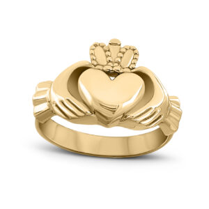 Solid 10K Yellow Gold Claddagh Ring, Irish, Large, Celtic Ring, Sizes 3 - 15
