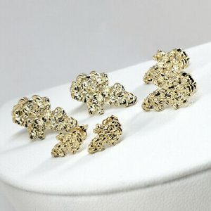 14k yellow gold nugget earrings