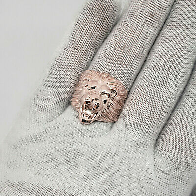 18k rose gold mens lion ring