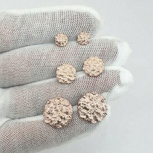 18k rose gold round nugget earrings