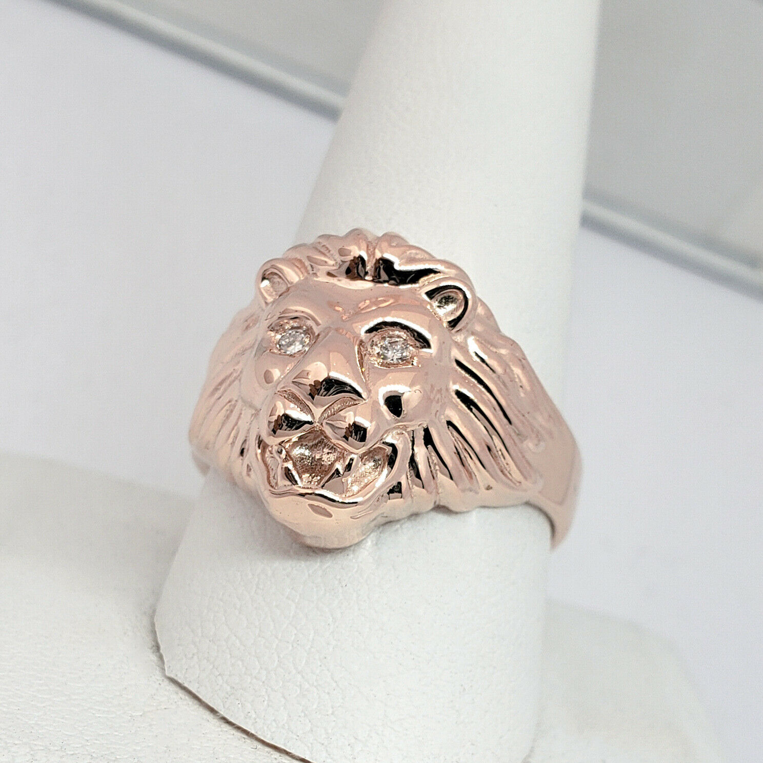 NEW Solid 10K Rose Gold Handcarved Large Heavy Mens Lion Head Ring Size 5-15