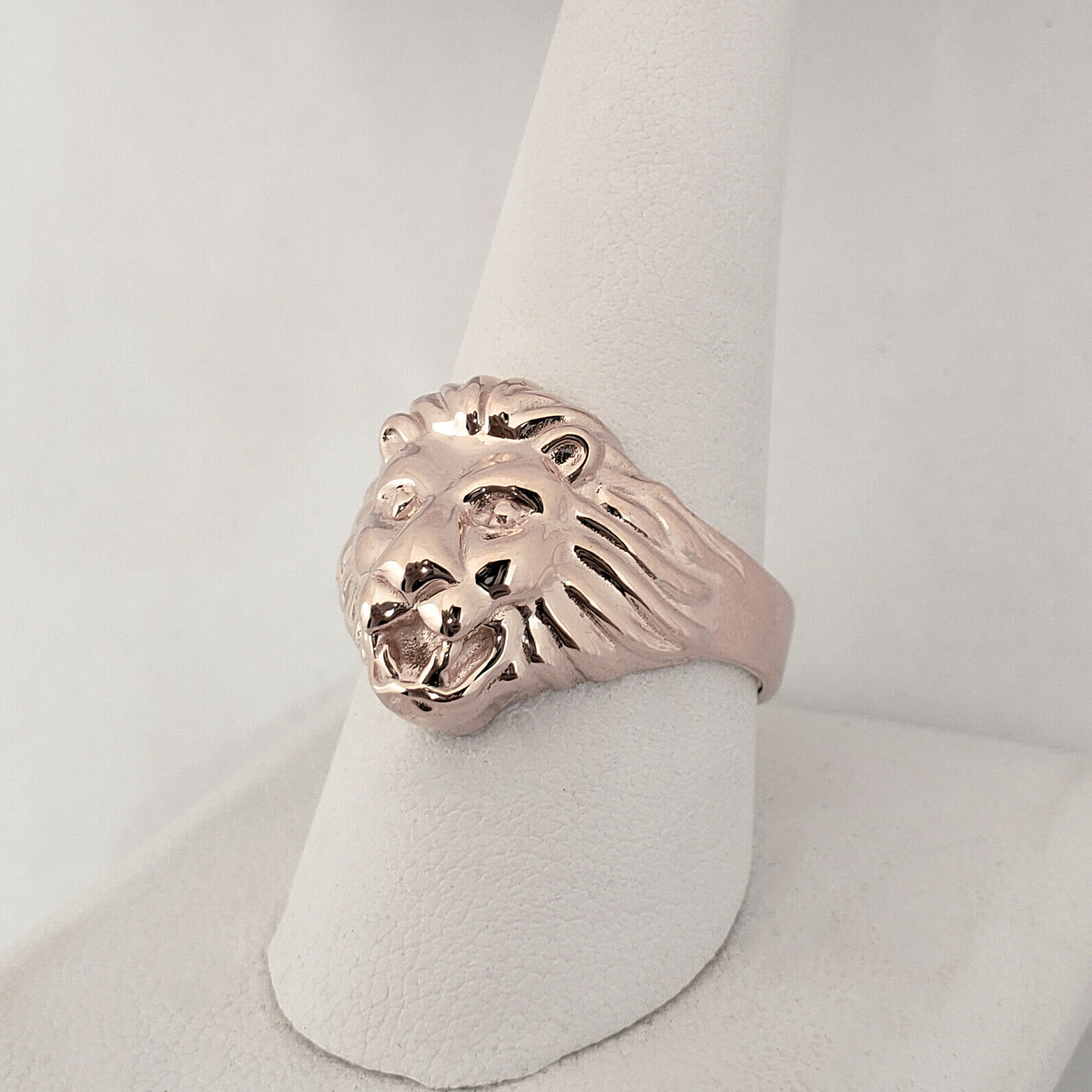 NEW Solid 10K Rose Gold Handcarved Large Heavy Mens Lion Head Ring Size 5-15