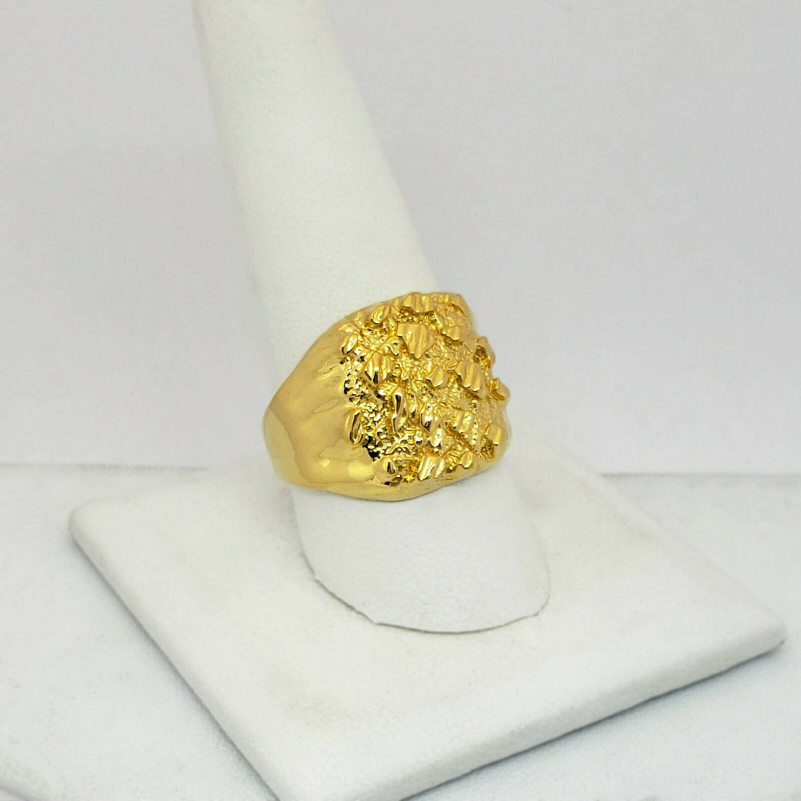Mens 10k Yellow Gold Nugget Design Ring Size 11 