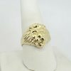10k yellow gold large heavy mens lion ring