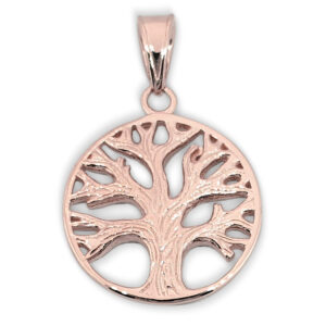 Solid 18K Rose Gold Tree of Life Pendant, 2.4 grams