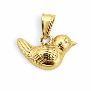 Solid 10K Yellow Gold Robin Bird Pendant Charm, Small