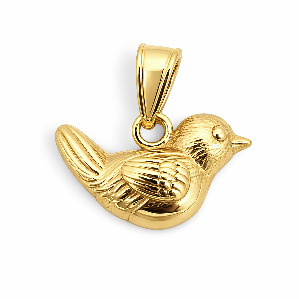 Solid 10K Yellow Gold Robin Bird Pendant Charm, Small