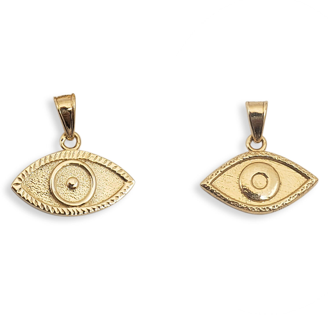 Solid 18K Yellow Gold Evil Eye Pendant Charm