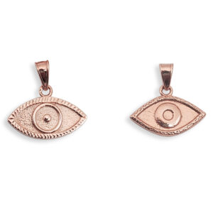 Solid 18K Rose Gold Evil Eye Pendant Charm