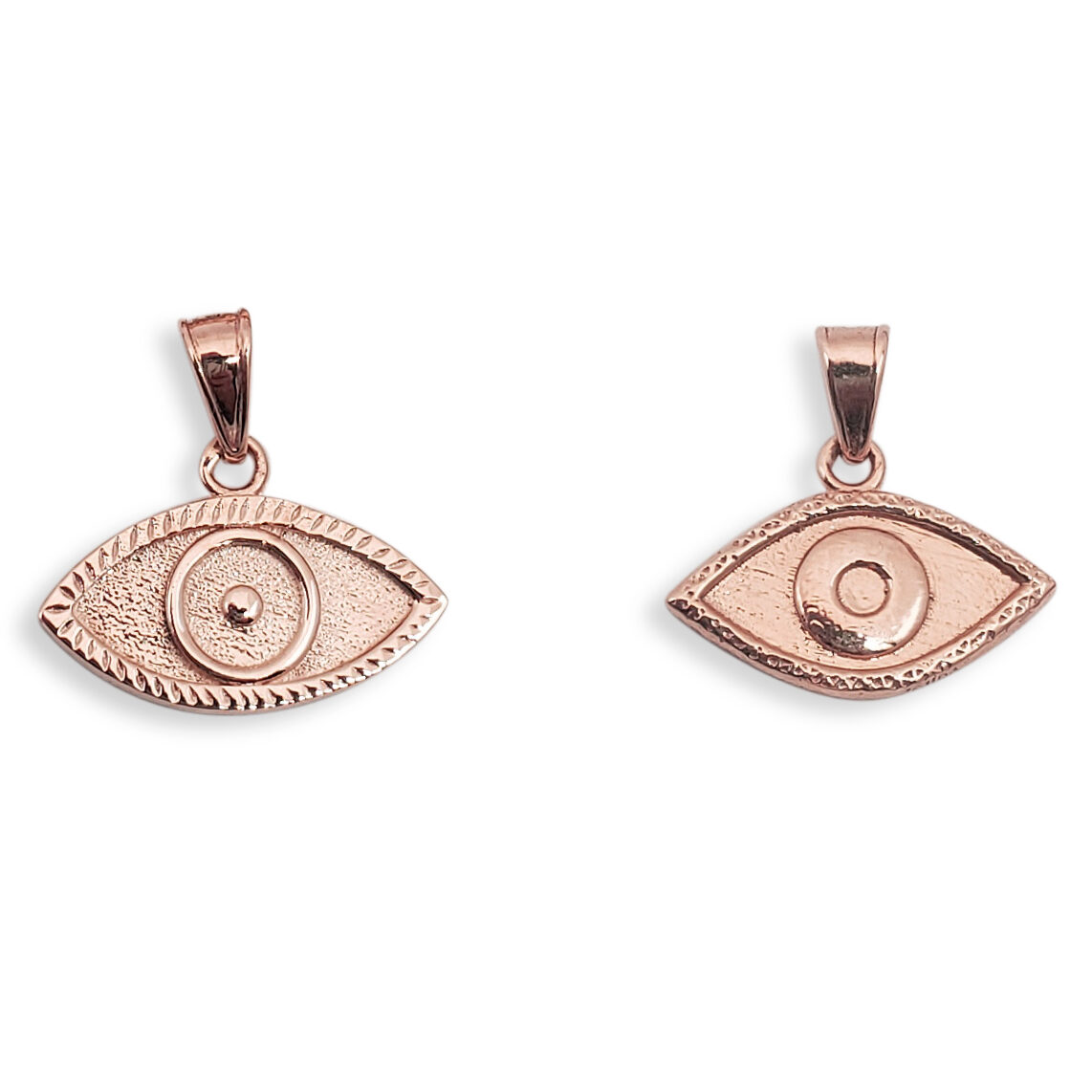 Solid 18K Rose Gold Evil Eye Pendant Charm