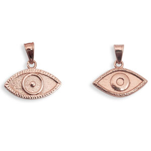 Solid 14K Rose Gold Evil Eye Pendant Charm