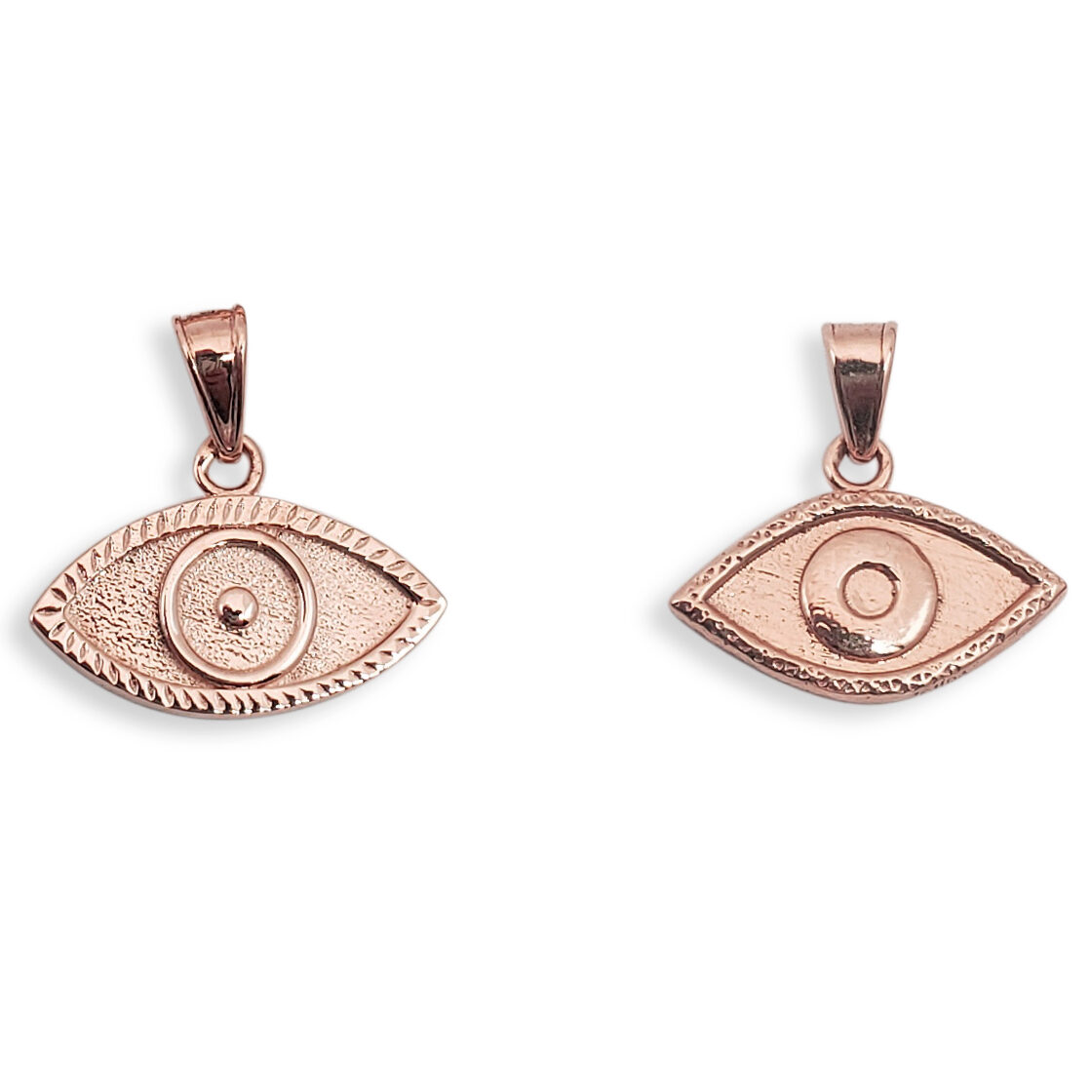 Solid 14K Rose Gold Evil Eye Pendant Charm
