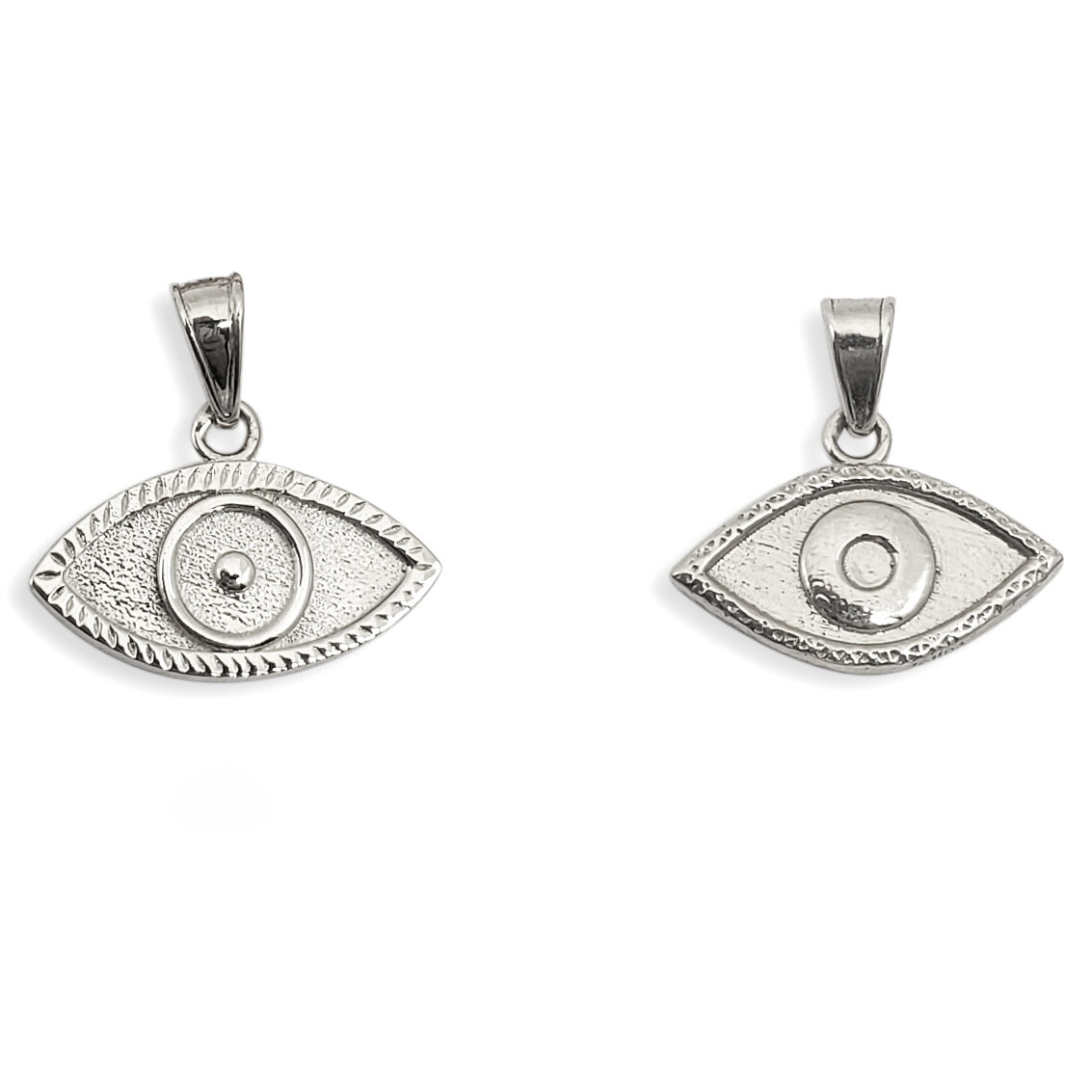 Solid 10K White Gold Evil Eye Pendant Charm