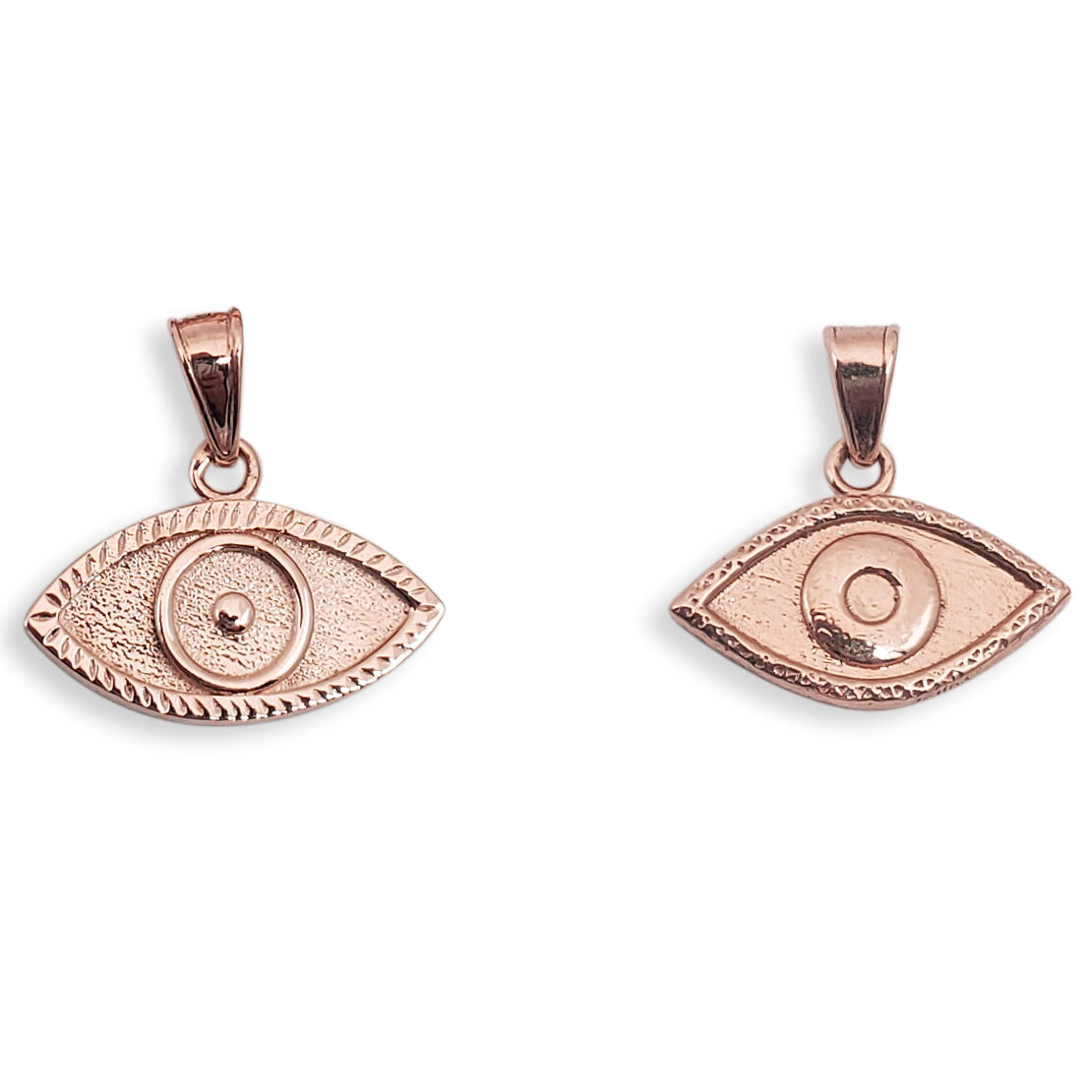 Solid 10K Rose Gold Evil Eye Pendant Charm