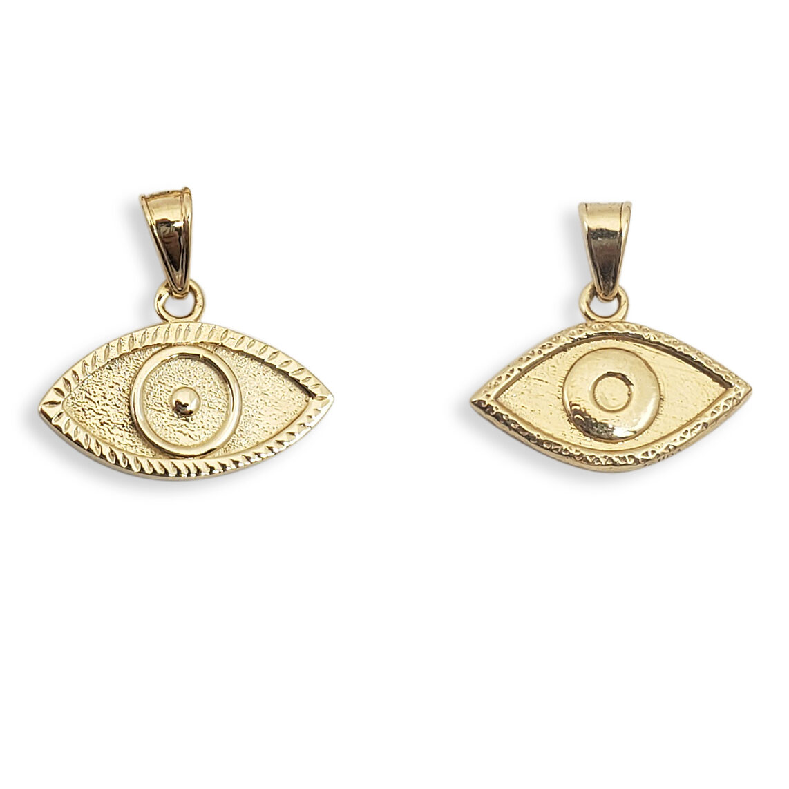 Solid 10K Yellow Gold Evil Eye Pendant Charm