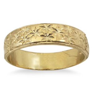 Solid 10K Women's Yellow Gold Etched Ring, 5mm Real Gold Star Ring Size 3 - 12