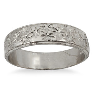 Solid 10K Women's White Gold Etched Ring, 5mm Real Gold Star Ring Size 3 - 12