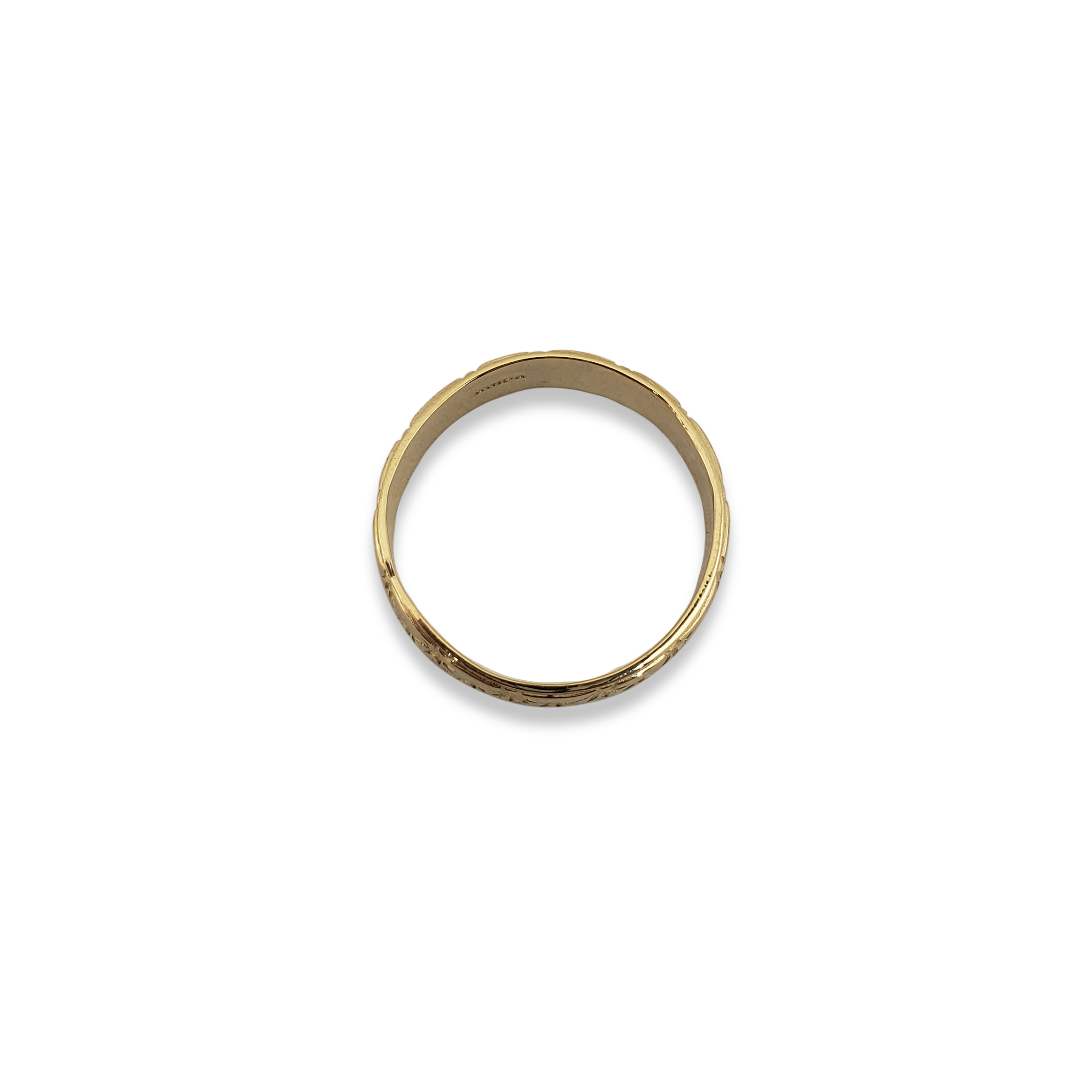 Solid 10K Women's Yellow Gold Etched Ring, 5mm Real Gold Star Ring